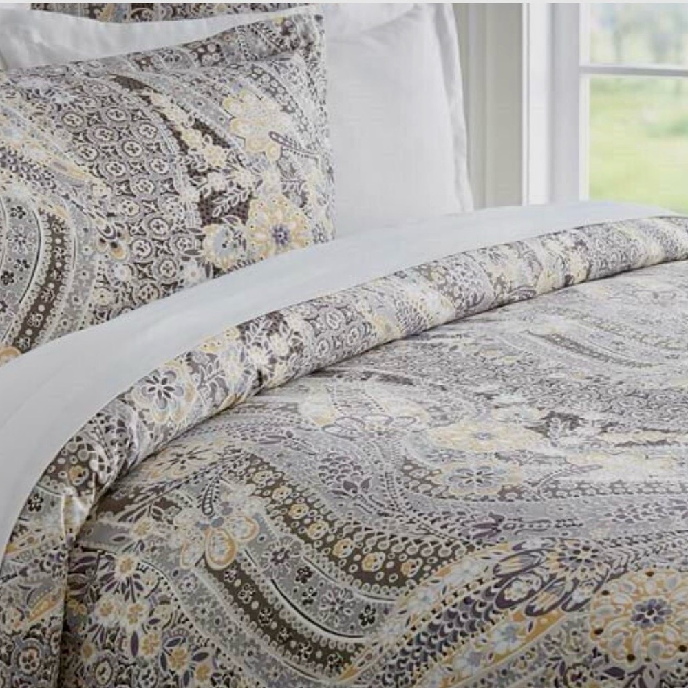 Pottery Barn KING SIZE Gracie Percale Duvet Cover + 2 KING Pillow Shams